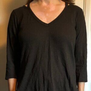 Anthropologie Left of Center slub cotton cold cut out  3/4 sleeve top